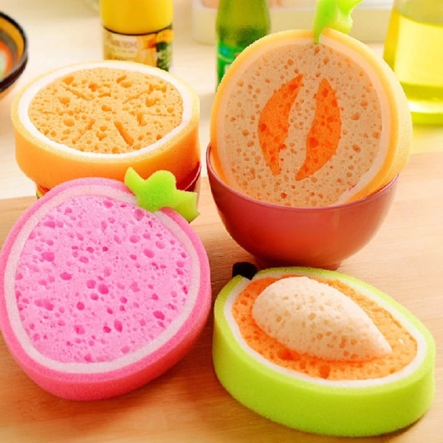 Cute Fruit-Shape Thickened Kitchen Sponge, Multifunctional Wipe  Decontamination Lightweight Cleaning