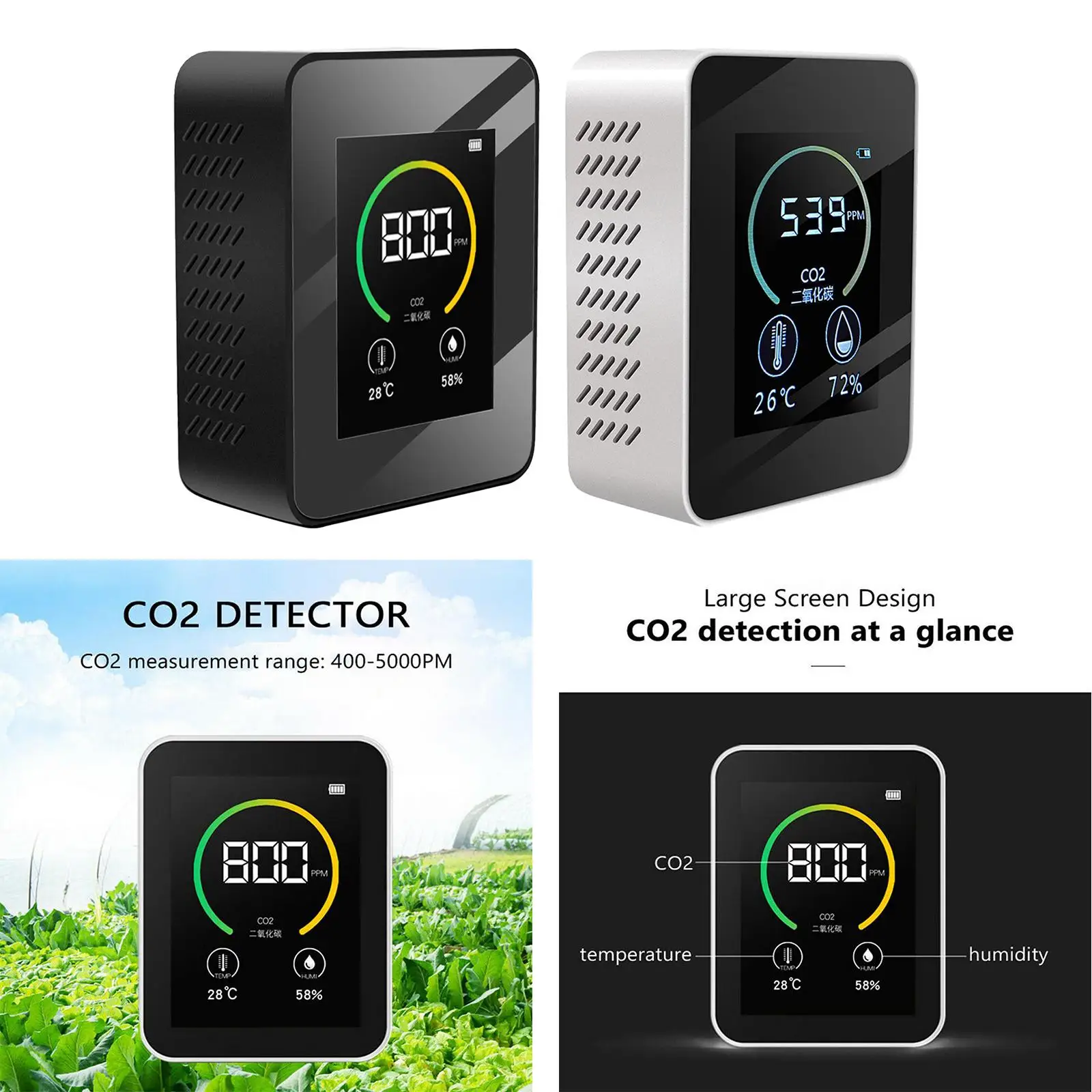 LED Digital Indoor  Carbon Dioxide Temperature Humidity Monitor
