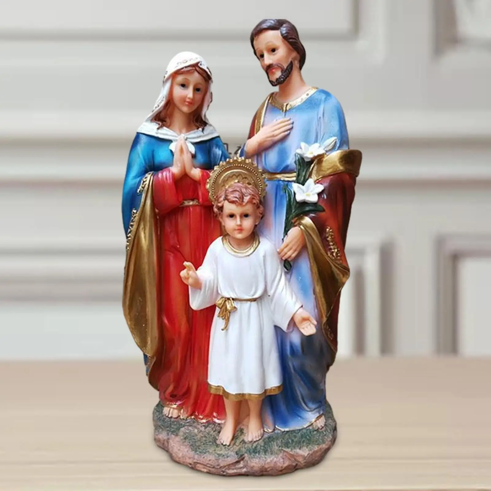 Holy Family Statue Jesus Mary Joseph Figurine Ornament Christian Gifts Virgin Mary Joseph Jesus Figures for Car Interior Desktop