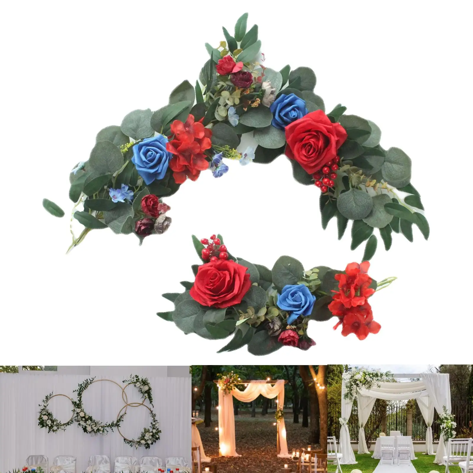 2Pcs Handmade Wedding Arch Flowers Kit Green Leaves Artificial Flowers for Ceremony Welcome Card Sign Corner Arch Decorations