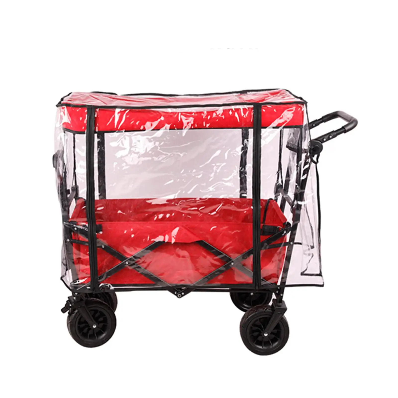 Push Pull Wagon Rain Cover Clear Trolley Cart Cover for Outdoor Garden
