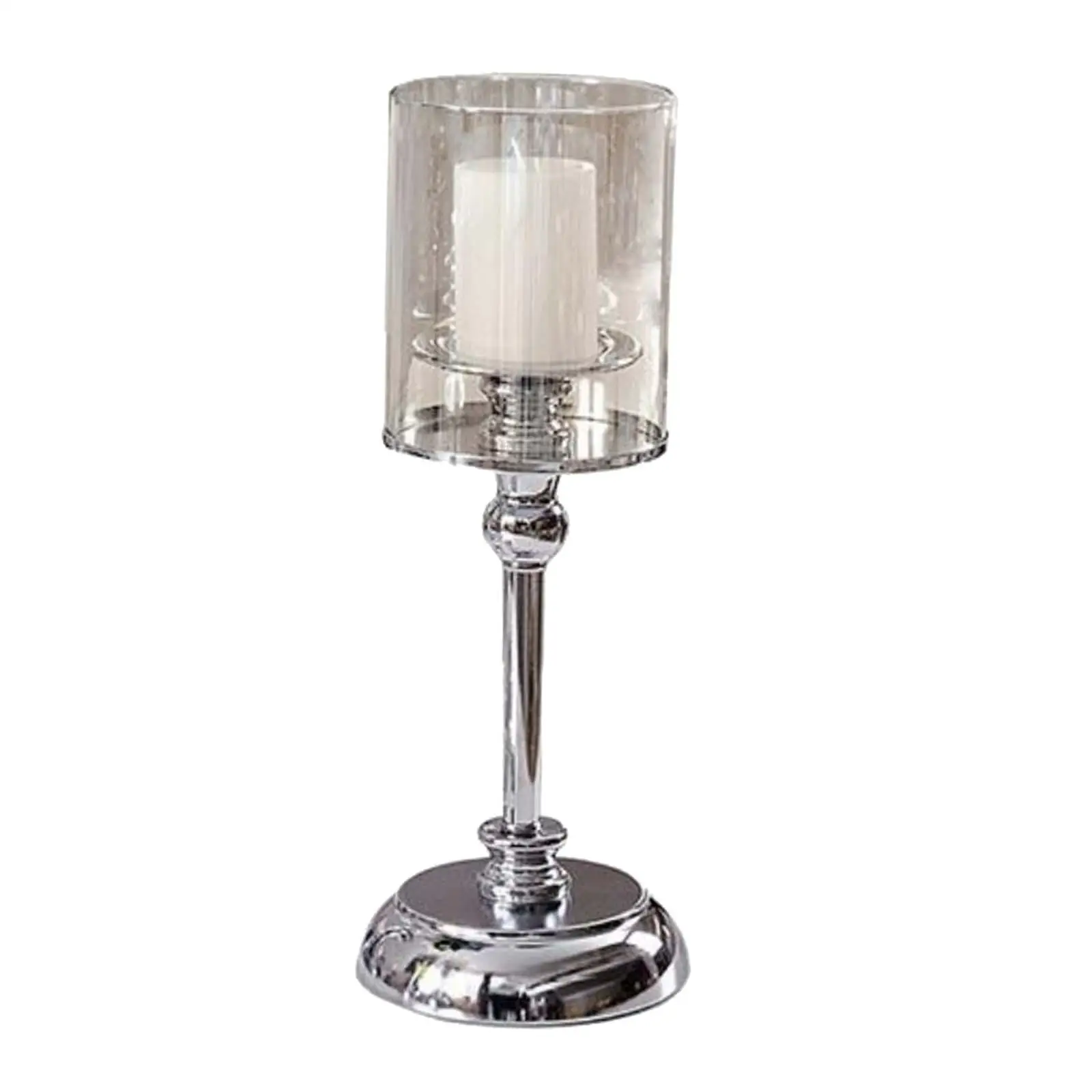 Candle Holder with Glass Screen Cover Candlestick Metal Base Removable Glass for Living Room Durable Centerpieces 4.7x13.4inch