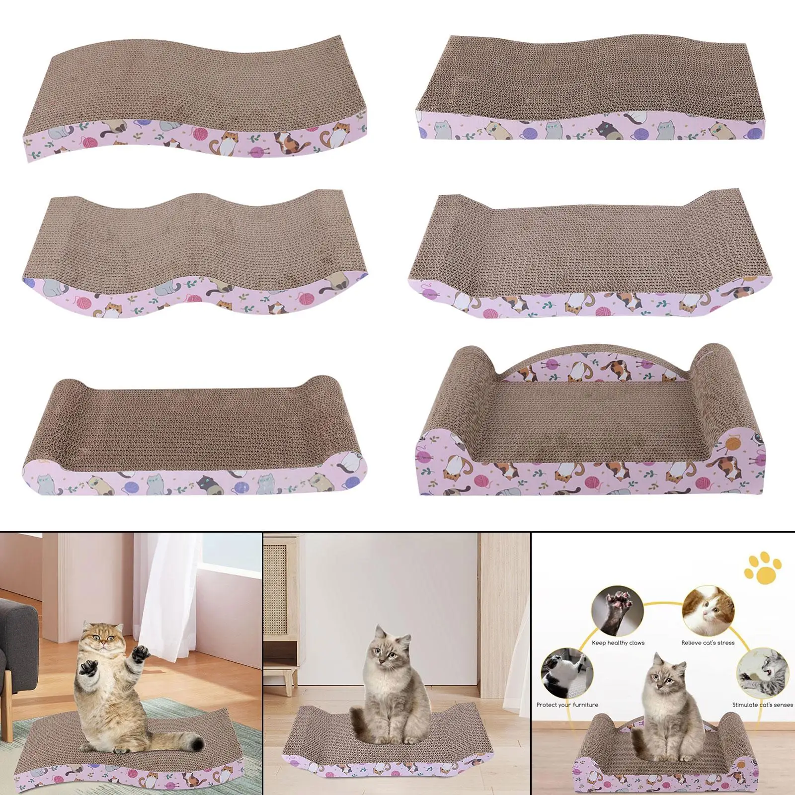Reversible Cat Scratch Pad Nest Scratching Pad Cat Scratcher Board Cat Scratchers Cardboard for Furniture Protector Play Sleep