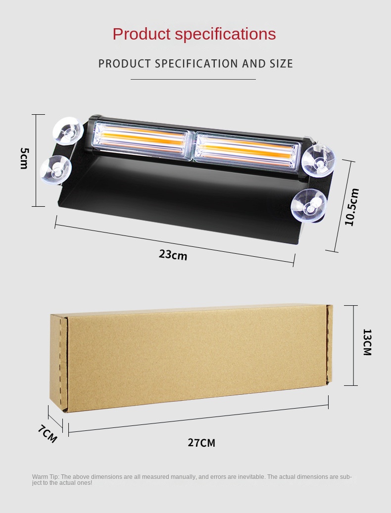 Car Wagon Front and Rear Windshield Glass Suction Tray Flashing Warning Light - Versatile and Easy to Use