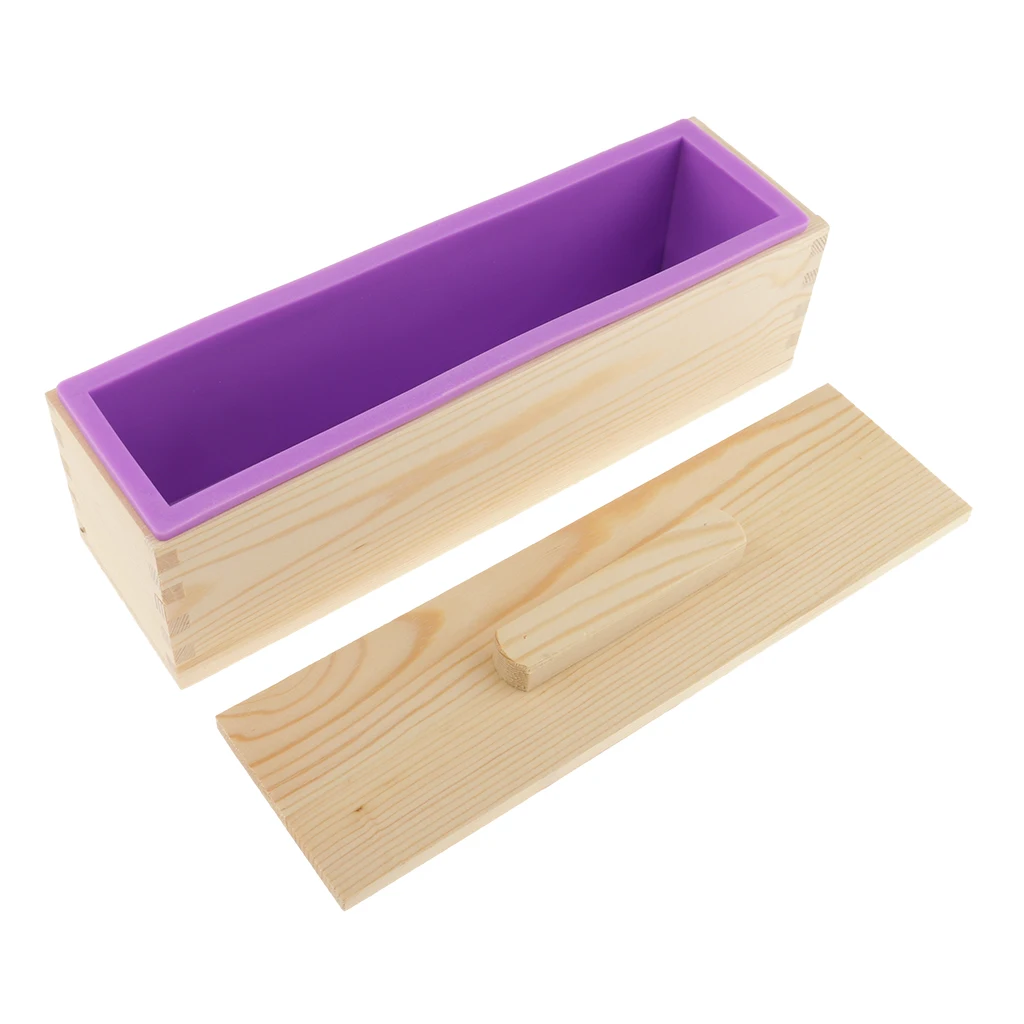 Rectangle Silicone Soap Wooden Box diy Toast Loaf Baking Cake - Pink/ Purple/ Blue