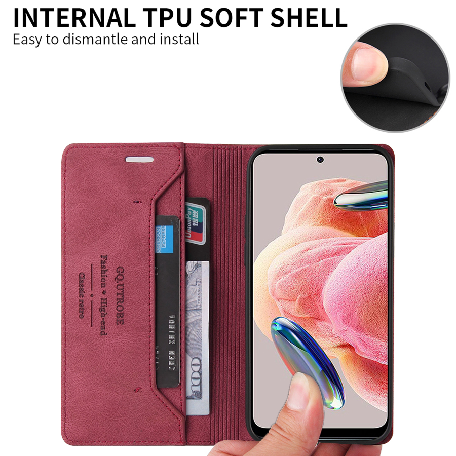 Brieftasche Anti Diebstahl Pinsel Magnetische Flip Karte Stand Leder Fall Für Xiaomi Redmi 14C 13C 12C 10C Hinweis 14 Pro + 13 12 12S 11S 11 Pro – Detail 6
