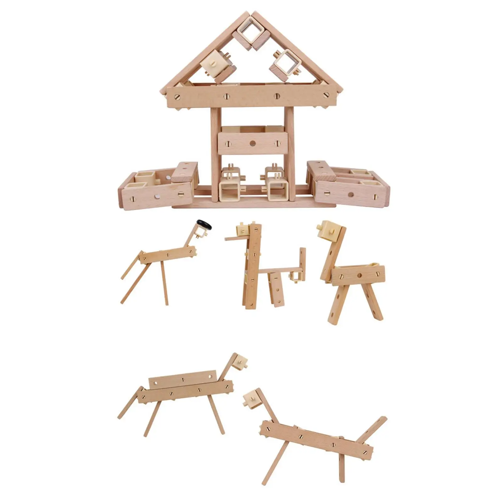 Wooden Building Blocks Set Wooden Boards Set Birthday Gift Montessori Toys Early