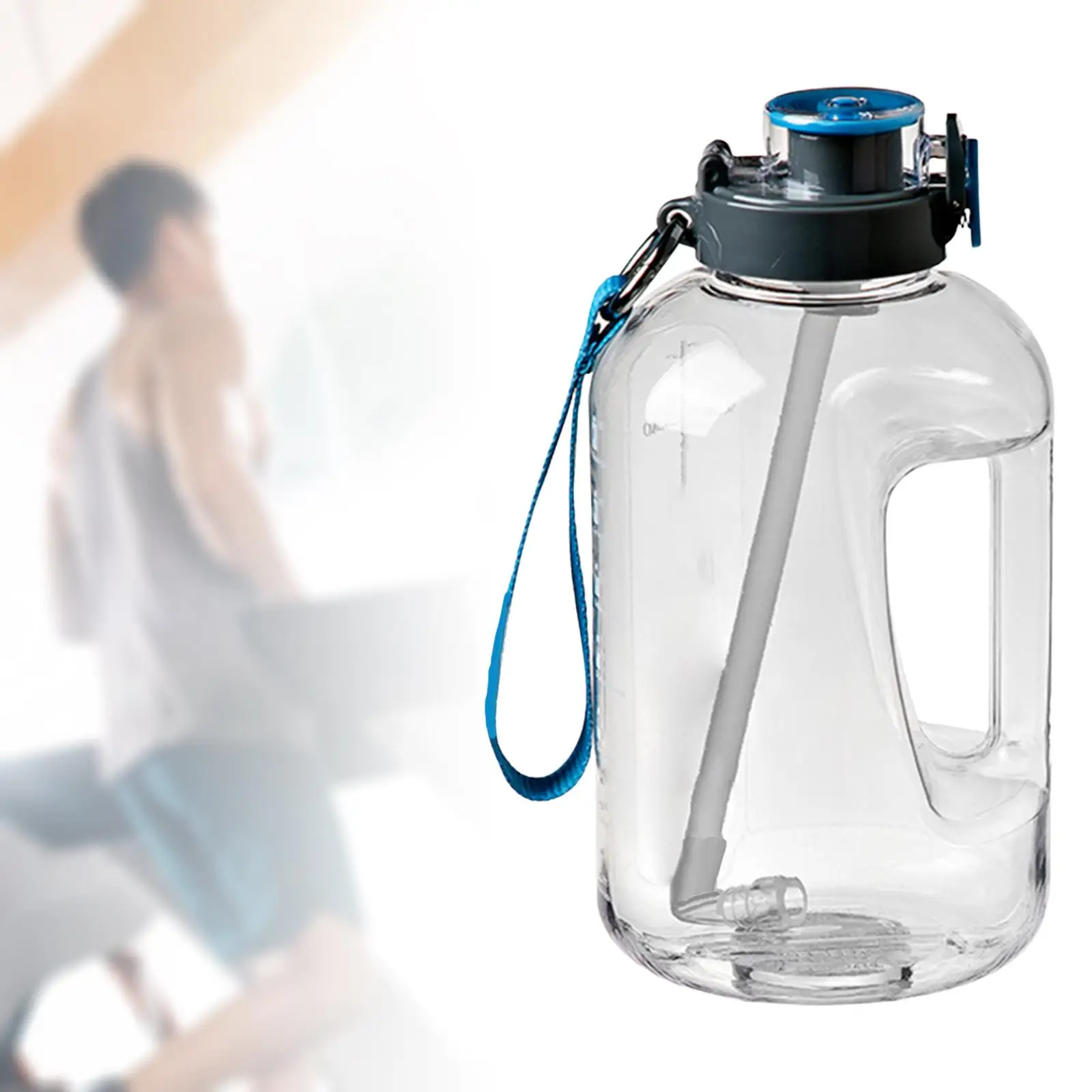 Reusable Water Bottle with Straw Lid Sports Water Jug Time Marker Drinking Motivational for Running Bicycle Camping Bike Fitness