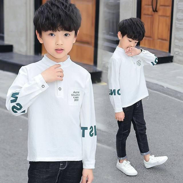 【特別セール品】 Fashion Autumn Spring Letter Long Cotton Shirt Boy's Y2K Boys