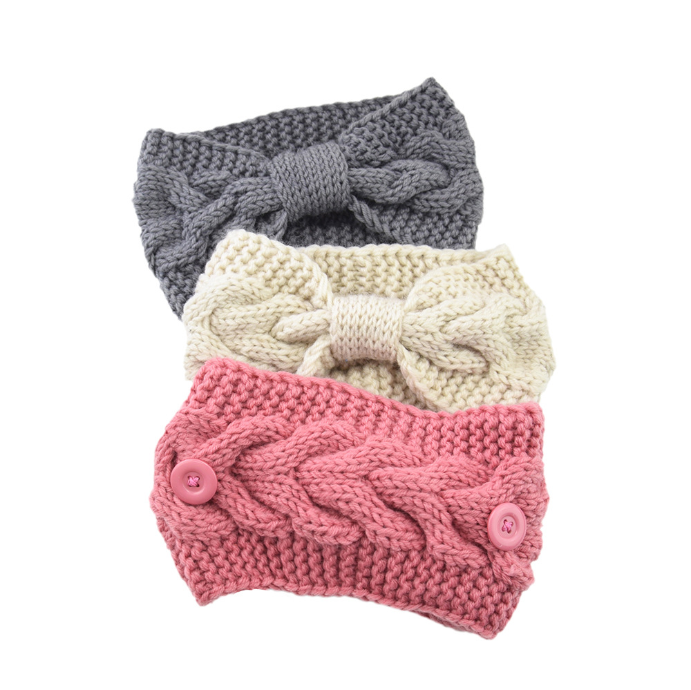1pc Winter warmes Stirnband mit Knopf für Frauen Mädchen Kreuzknoten gestrickt Ohr wärmer Kopf bedeckung elastische Kopf wickel Haarschmuck – Detail 3