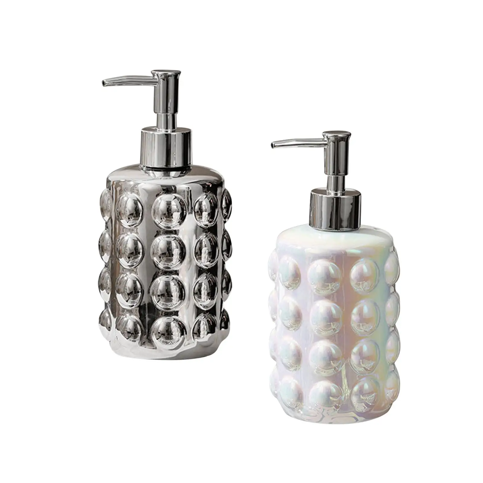 Liquid Soap Dispenser Ceramic Refillable Kitchen Sink Dish Soap Dispenser 350ml Recyclable Stylish Size 8cmx12cm with Push Pump