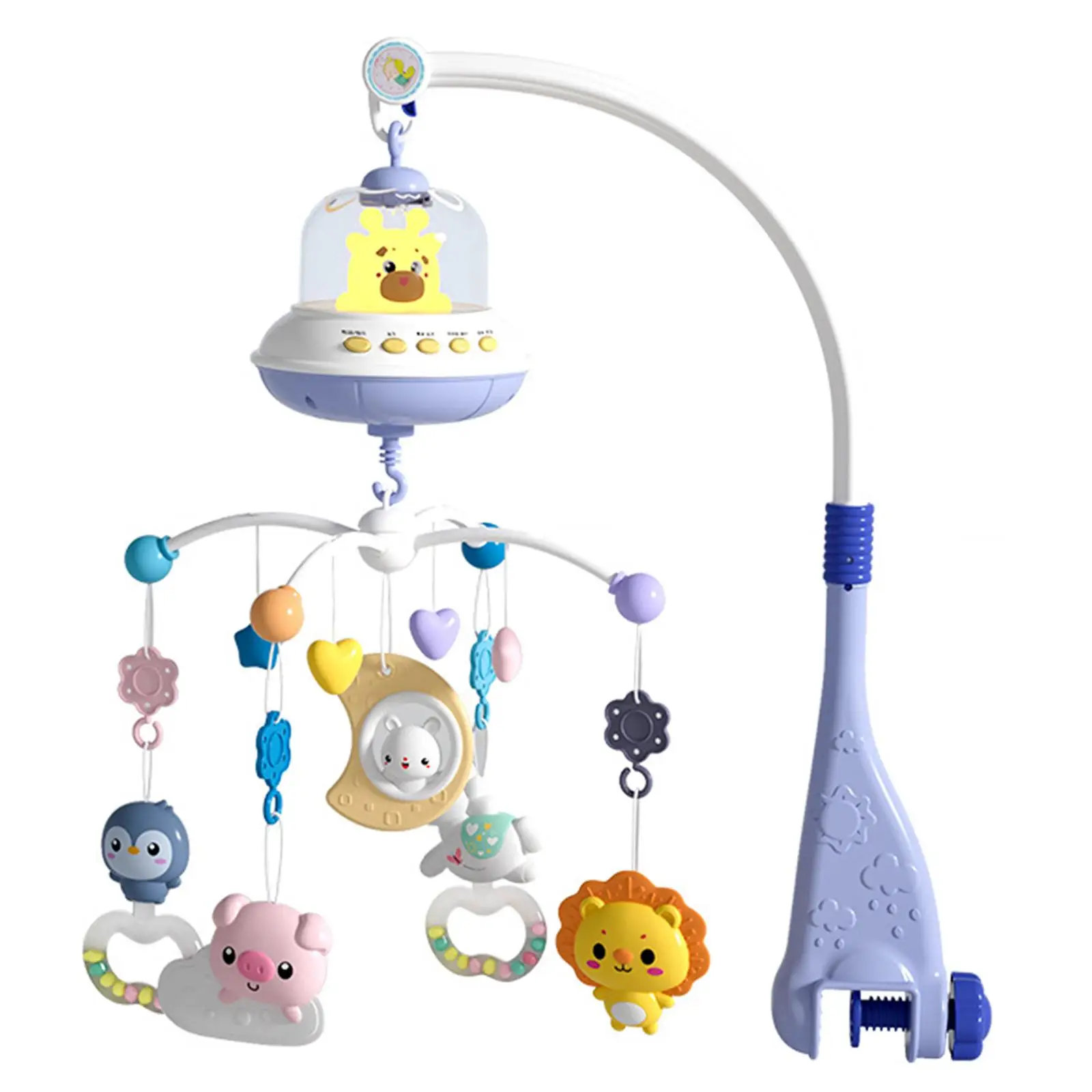 Baby Mobile Rattles Toys Colorful W/ Nightlight 0-12 Months Rattles Carousel for Birthday