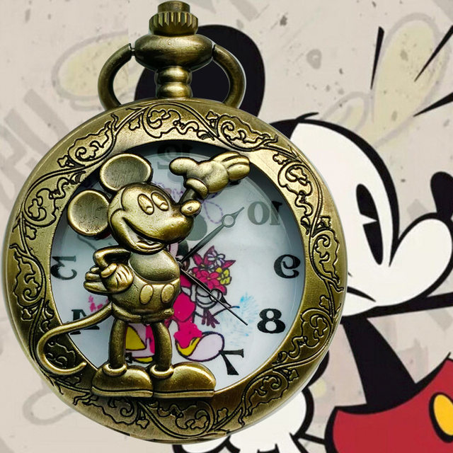 Vintage Disney Mickey Mouse Men's Gold Quartz Pocket Watch deals - great gift!!