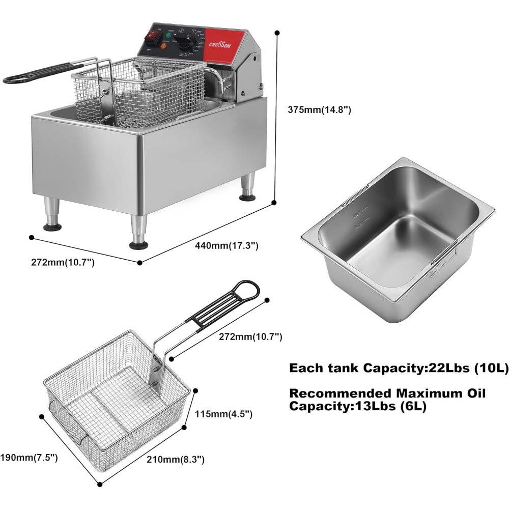 Title 5, 13Lbs Electric Deep Fryer Countertop with Easy-...