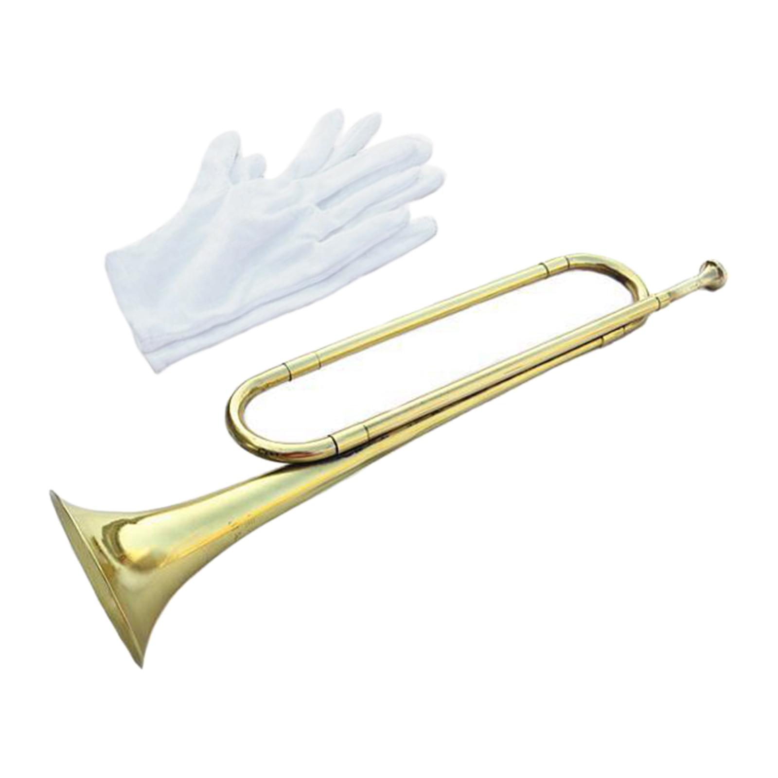 Title 6, Antique Style BB Bugle Yellow Brass with Gloves...