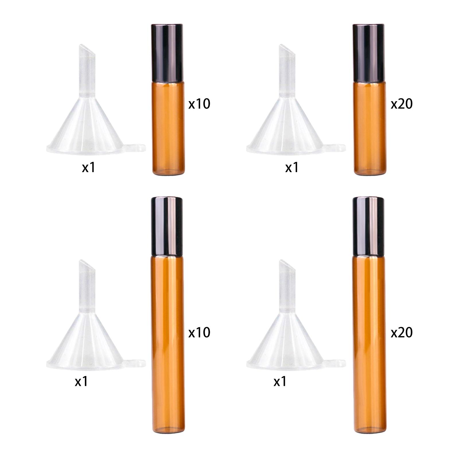 Essential Oil Roll On Bottles Roller Ball Bottles with Funnel Natural Deodorant Fragrance Liquid Reuse Amber Travel Bottles