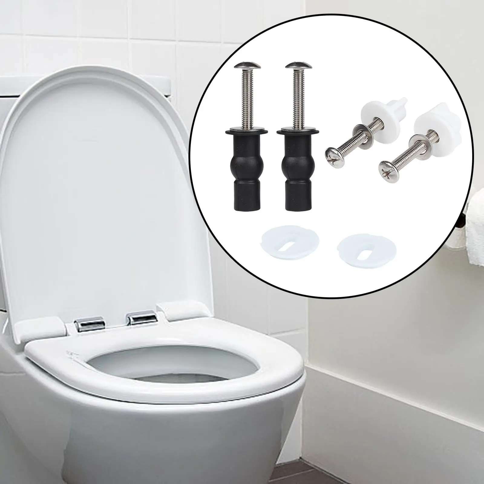 2 Pieces Toilet Seat Hinge Bolts and Screw Fixing Fittings Hardware Bathroom Toilet Repair Screw Top Mounted Toilet Seat Hinges