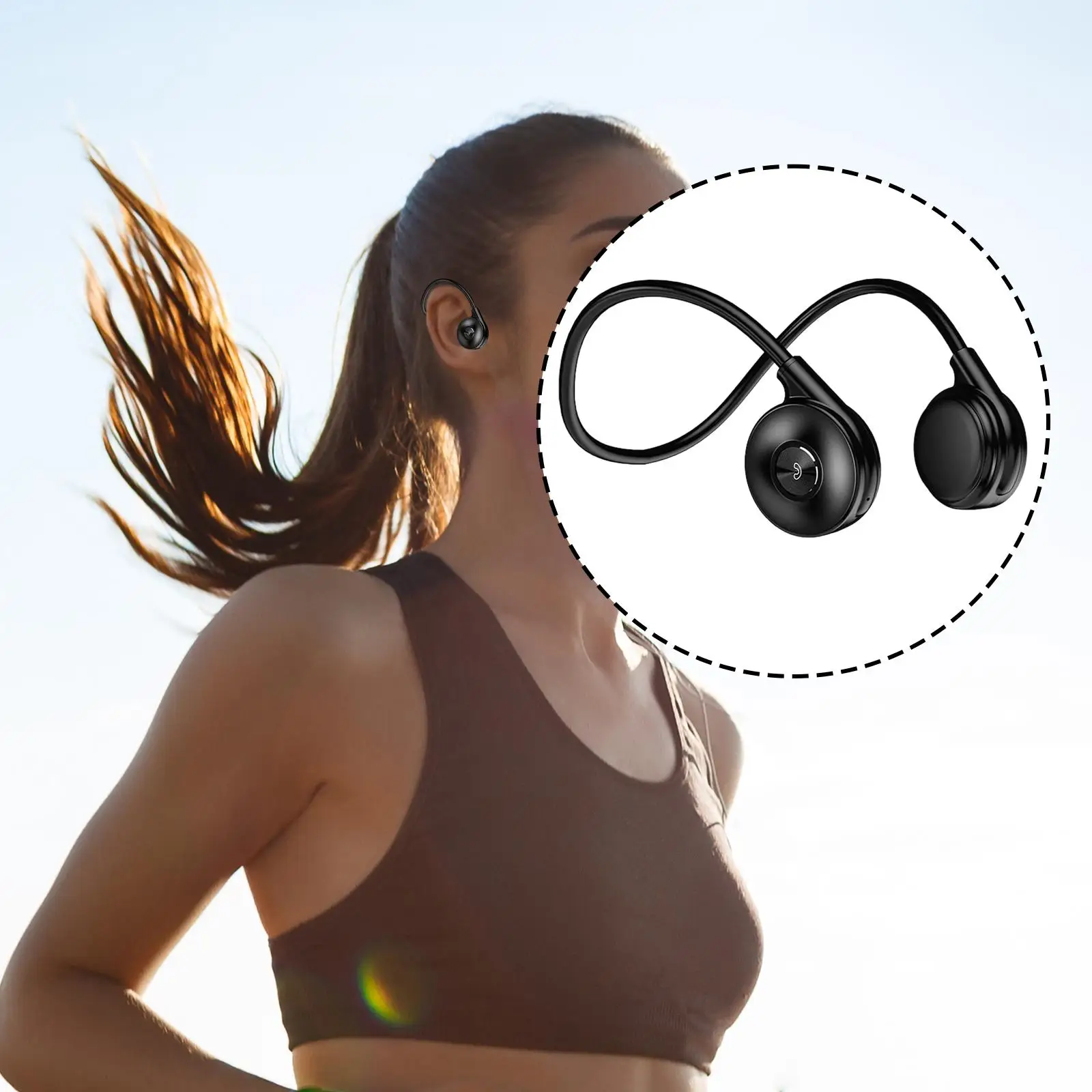 Wireless Headphone Noise Reduction Low Latency Calling Hands Free V5.3 Sports Earphone for Fitness Driving