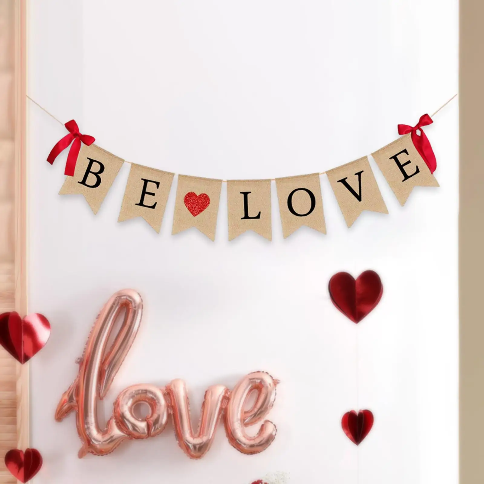 Valentine`s Day Banner Valentines Day Decor Rustic Be Love Banner Valentines Burlap Banner for Engagement Birthday Home Party