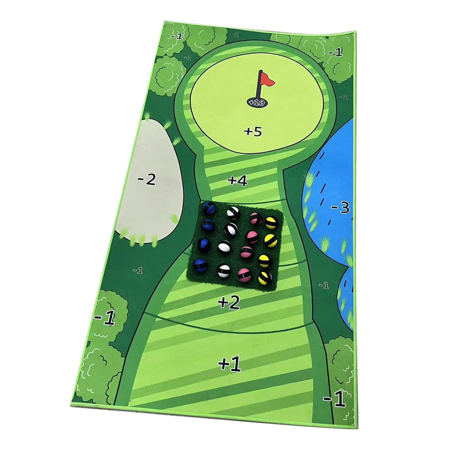 Portable Golf Grass Mat Training Carpet Driving Range Pad Practice with 16 Balls