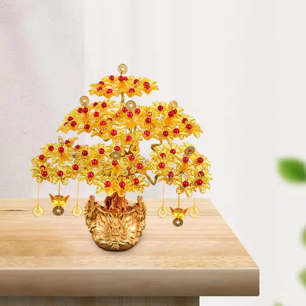 DIY Money Tree Feng Shui Bonsai Style Sculptures for Wedding Living Room
