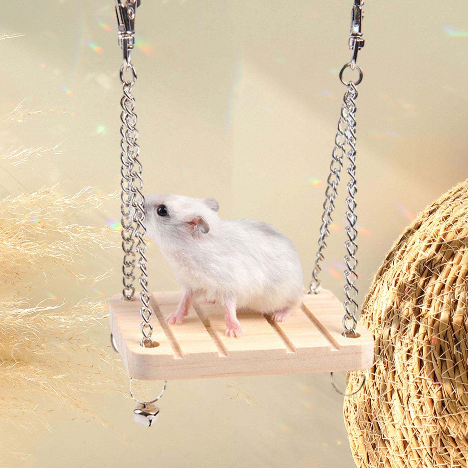 Hamster Hanging Swing Bed Wooden Sturdy Funny Fittings House Props Multipurpose Easy to Install Pet Products Exercises Play Toy