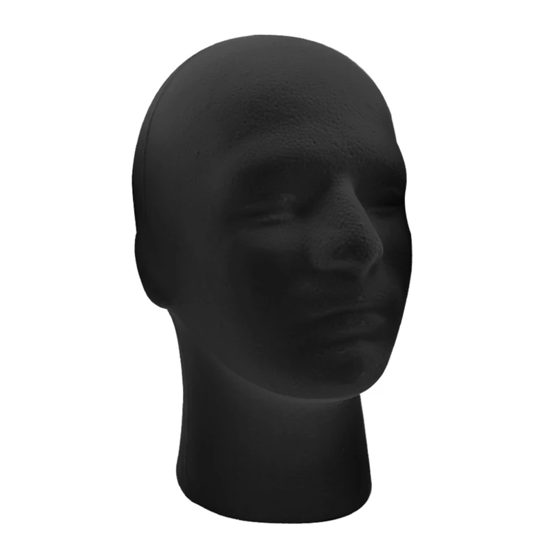 11" STYROFOAM FOAM black velvet MANNEQUIN MANIKIN head display wig hat glass 4pc 