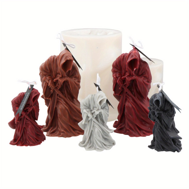 Description Picture 2 of item1pc Halloween Draw The Knife Death Silicone Candle Mold DIY Handmade Aromatherapy Gothic Terror Skull Candle Plaster Soy Wax