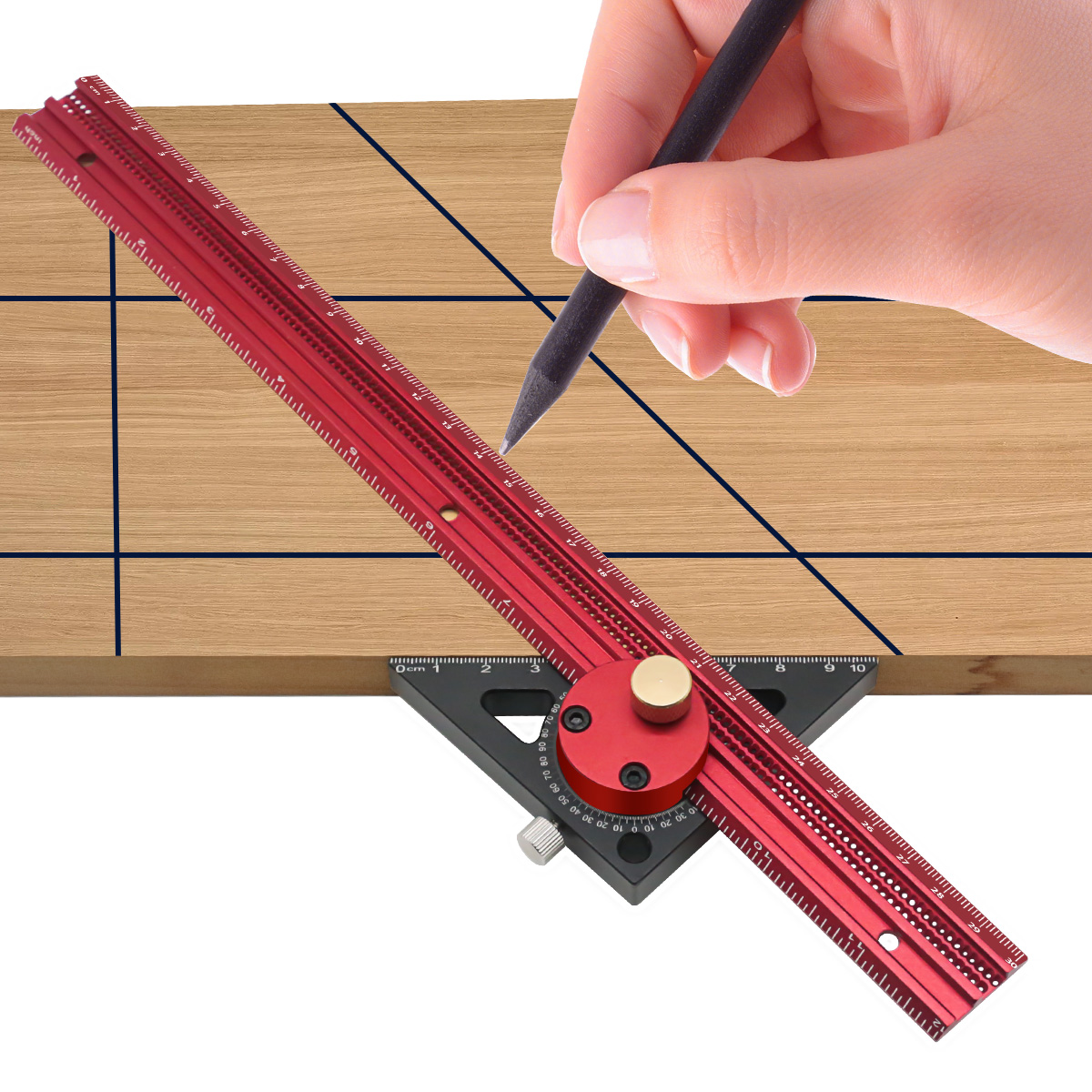 Carpenty Präzisions schreiber Lineal carpenty Aluminium T-Typ Linie Zeichen loch Lineal Holz bearbeitung quadratisches Layout Markierung lehre – Detail 1
