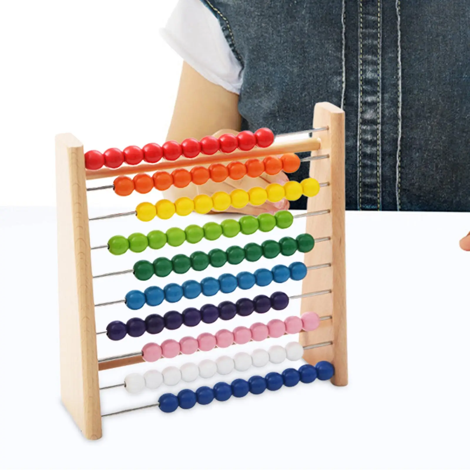 Wooden Abacus, Children Rainbow Counting Beads, Classic Counting Tool