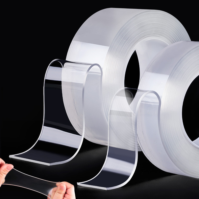 Sdd73672ec3404832ad0f3172b40fd685t 1mm Tape Waterproof Wall Adhesive Reusable Heat-resistant Bathroom Home Improvement Non-trace Transparent Double-sided Nanotape