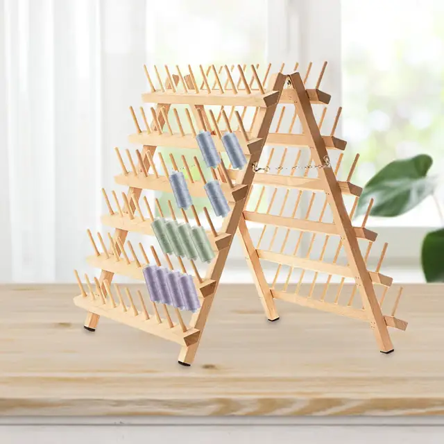 Joyeee Wooden Thread Spool Holder Rack for 12 Spools, Small Foldable Sewing  Storage Organizer Rack for Sewing Threads Organizer, Embroidery Quilting