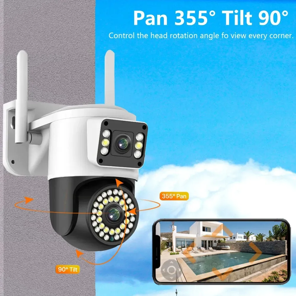 Nombre 9, Yoosee 4k 8mp lente dupla telas duplas câmera sem fio de alta definição wifi cctv câmera 360 ° pan-tilt ao ar livre humano auto t