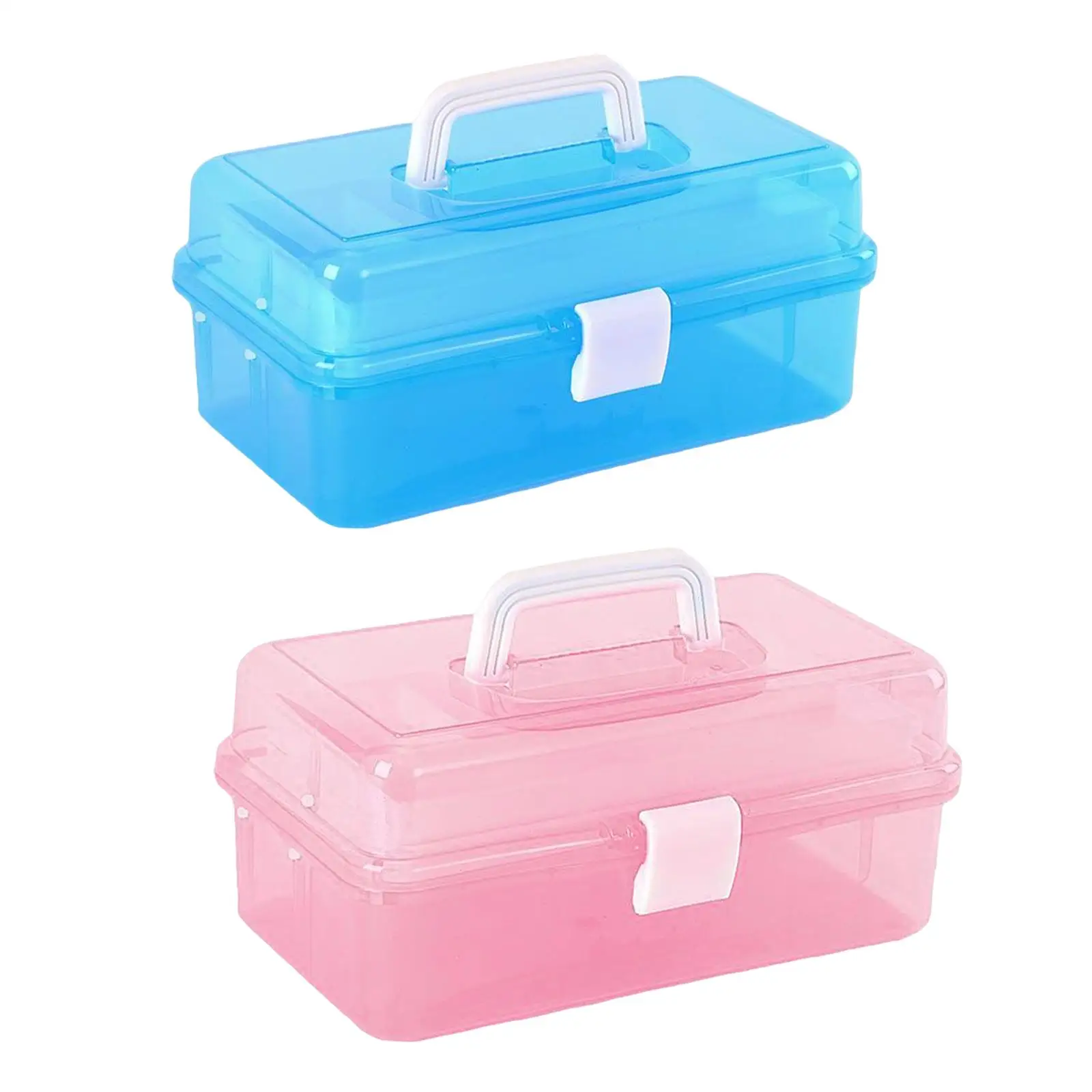 Multipurpose Storage Box Organizer Folding Tool Box Art Craft with Lift-Up Trays Hobby Fun DIY Sewing Supplies Carry Case