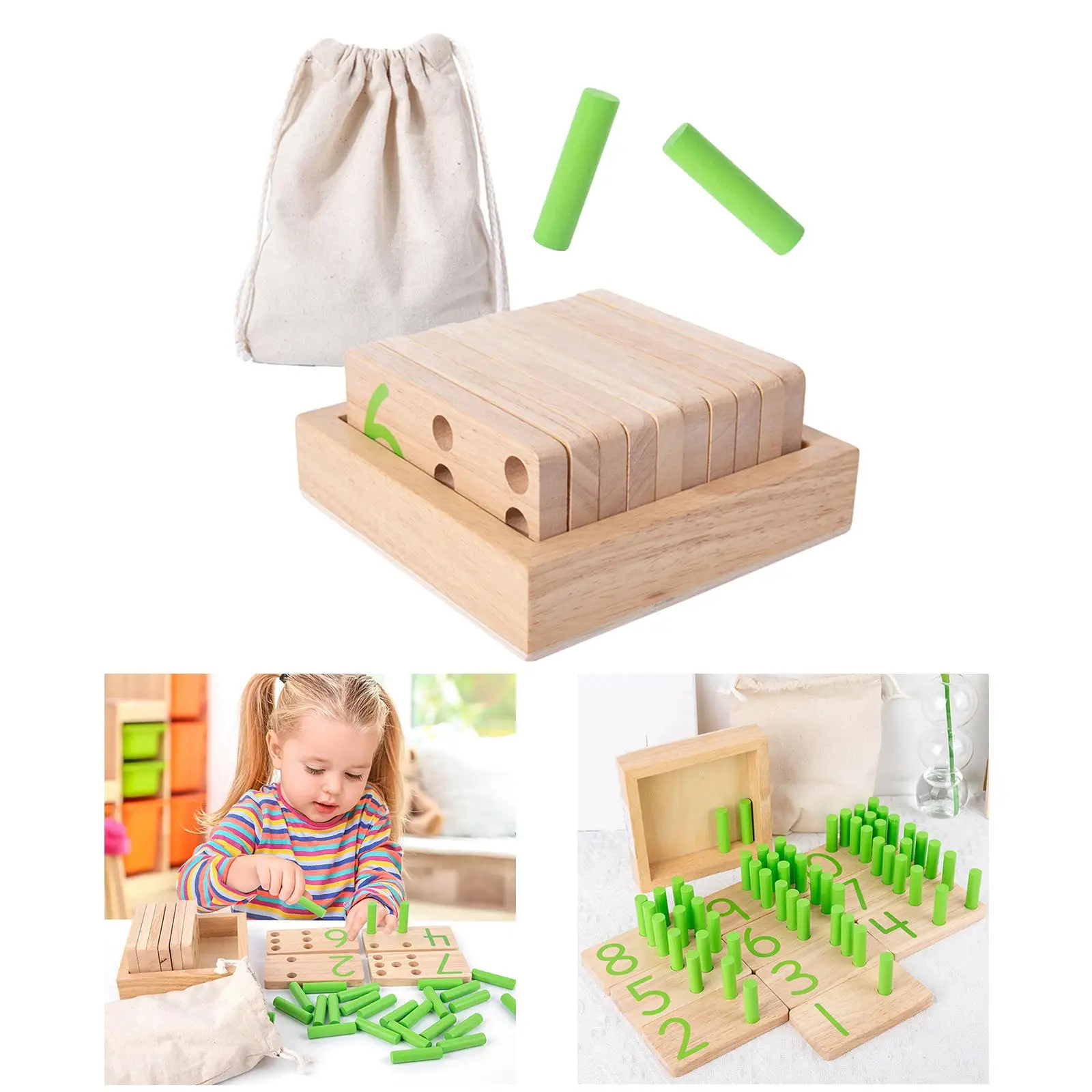 Wooden Sticks Inserting Blocks Enlightenment Toys Educational Toy Counting Rods Box Counting Stick for Children Birthday Gifts