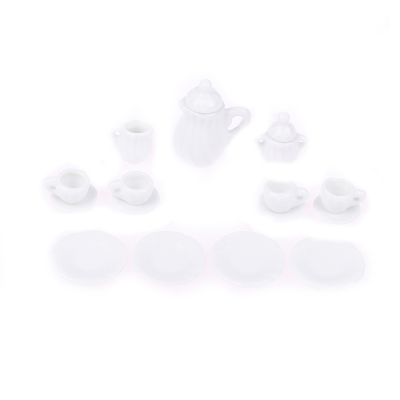 1Set Ceramic Scale 1:12 Doll House Miniature Porcelain Tea Cup Set Tableware Kitchen Dollhouse Teapot DIY Toys