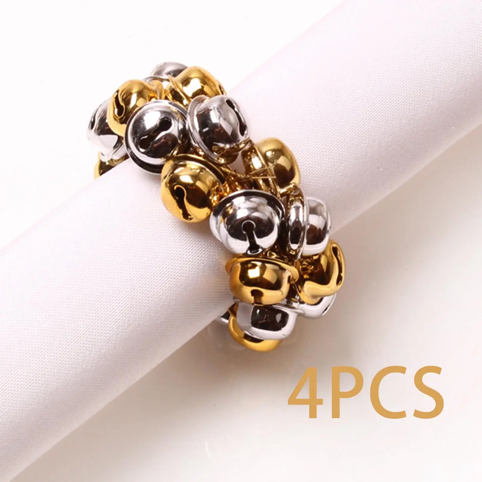 Metal Christmas Napkin Rings   Bell Decorative 4 Pieces Napkin Holder for Christmas Gala Baby Shower Family Gathering Wedding