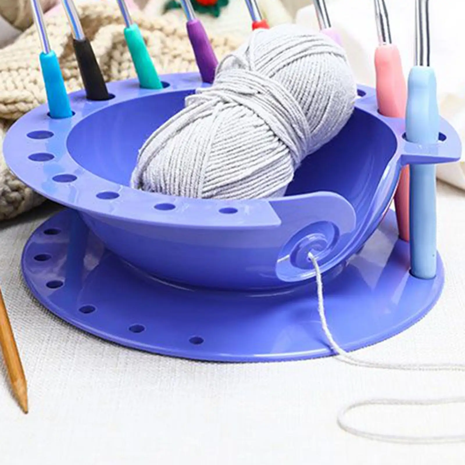 Yarn Bowl Holder Durable Handmade Crocheters Round Knitting Wool Storage Basket Round for Knitter Mother`S Day Crocheting Sewing