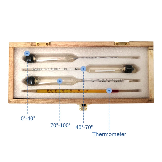 Measuring Tool Accurate Alcohol Hydrometer Set Wine Beer 100ml Cylinder  Whiskey With Wooden Box Tester Spirit
