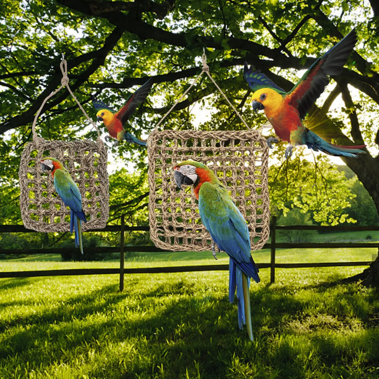Bird Rope Durable Nets Hammock Playing Gyms Hanging Swing Nets Perch Decor Bird Climbing Ladder for Finches Cockatoo Cockatiel