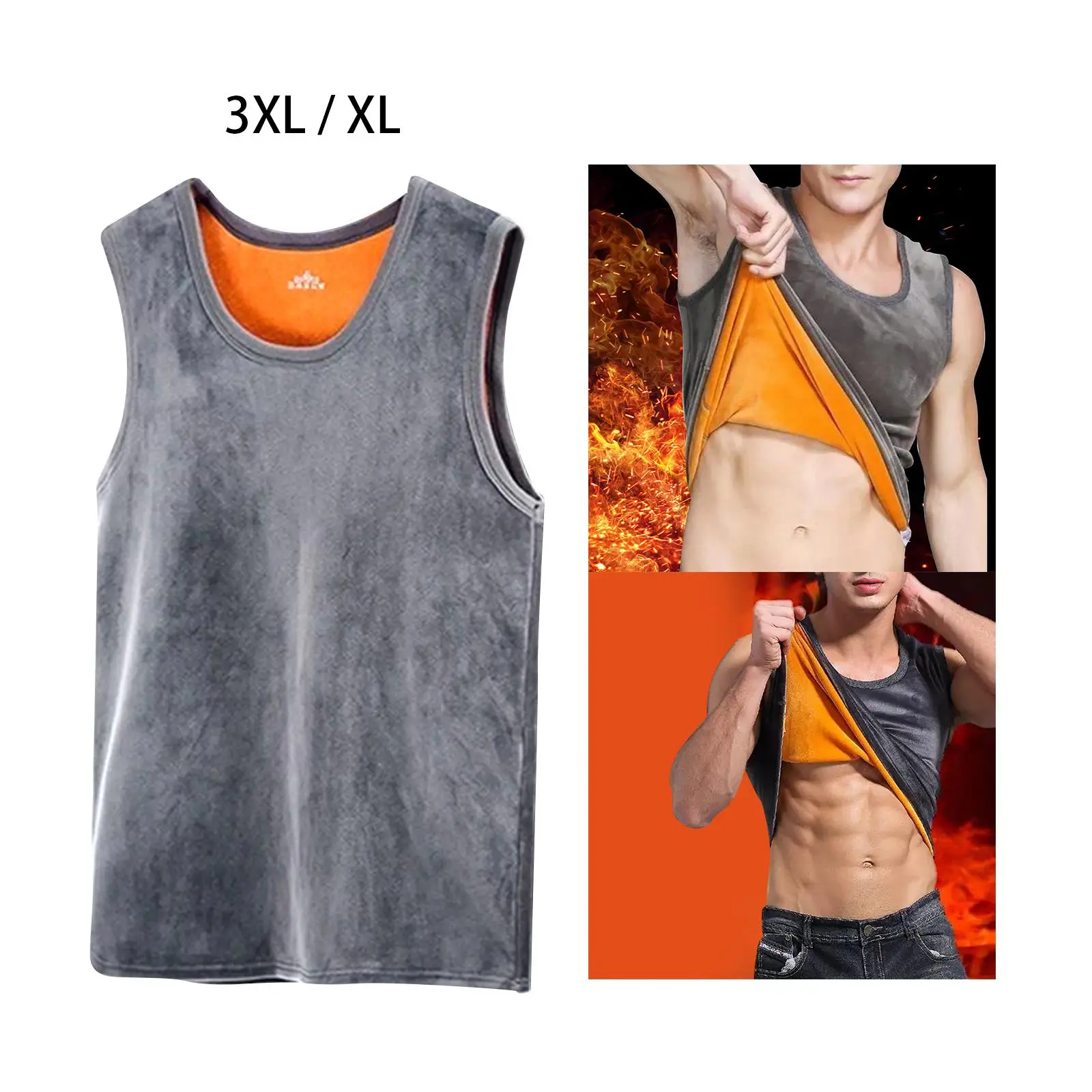 Mens Winter Vest Fleece Lined Comfortable Large Size Seamless Sleeveless Cold Proof Warm Tight Fitting Vest Tank Top