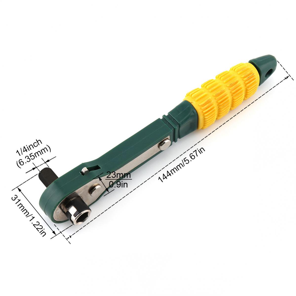 Nombre 2, Praktischer Mini-Schraubendreher mit 1/4-Kopf, 6,35 mm Innensechskant-Ratschensteckschlüssel mit Doppelkopf-Heimwerkzeugzubehör