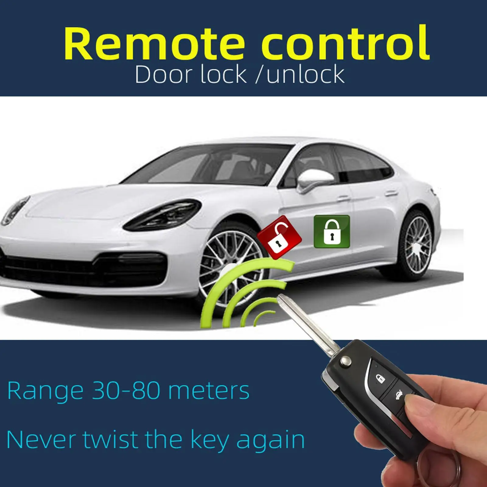 Universal 1 Way Remote Start Car Alarm Security System Vehicle Central Door Lock Contorl Box Intelligent with 2 Remote Contorl
