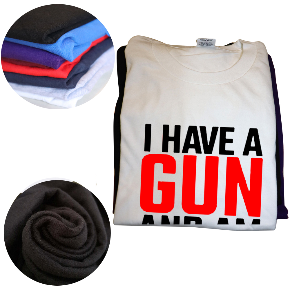 Lustige „I Have A Gun and Am Schizophrenic“-T-Shirts, grafische Baumwolle, kurzärmelig, Geburtstagsgeschenke, Sommer-Stil, T-Shirt für Herren – Detail 4