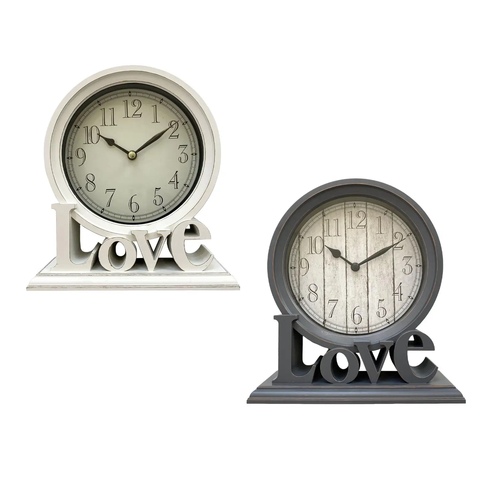 Round Desk Clock Mantel Clocks Table Clocks Watches Non Ticking Silent Fireplace for Living Room Home Farmhouse Wedding