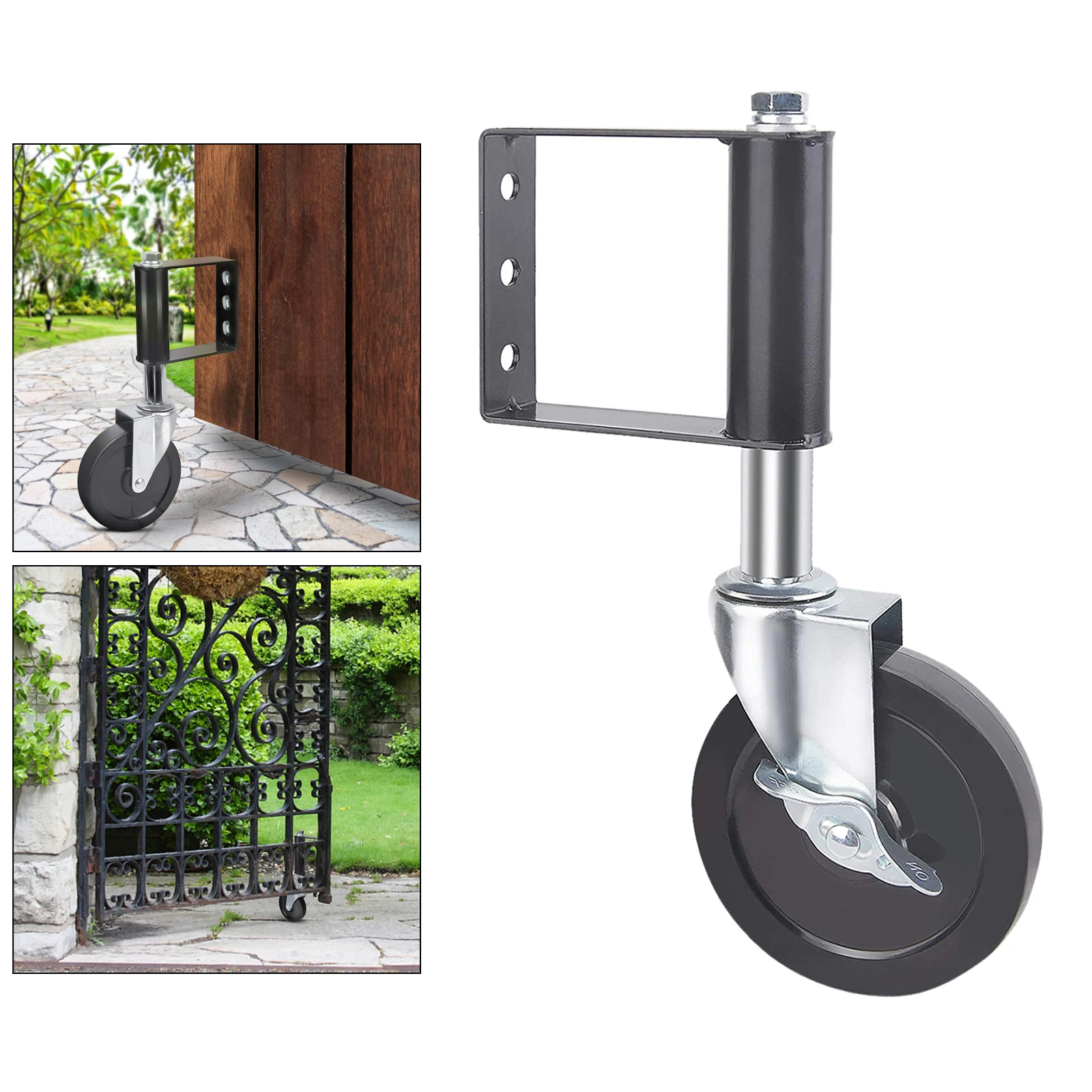 Spring Loaded Fence Door Gate Wheel Caster w/ Brake Ageing Resistance