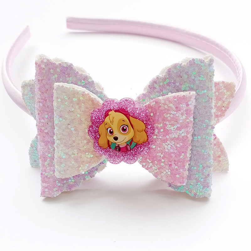 Paw Patrol Skye Baby glänzende Schleife Stirnband Cartoon süßes Mädchen Neugeborene Stirnband Kopfbedeckung Kinder Schmuck Geburtstag Weihnachten Party Geschenk – Detail 1