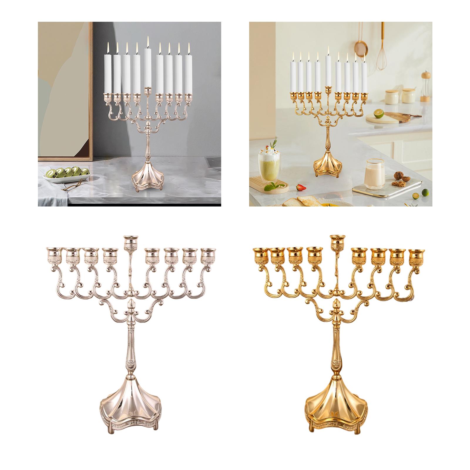 9 Branches Candle Holder Candlestick Living Room Pillar Candle Stand Metal Candelabra Hanukkah Menorah for Home Decor Ornaments