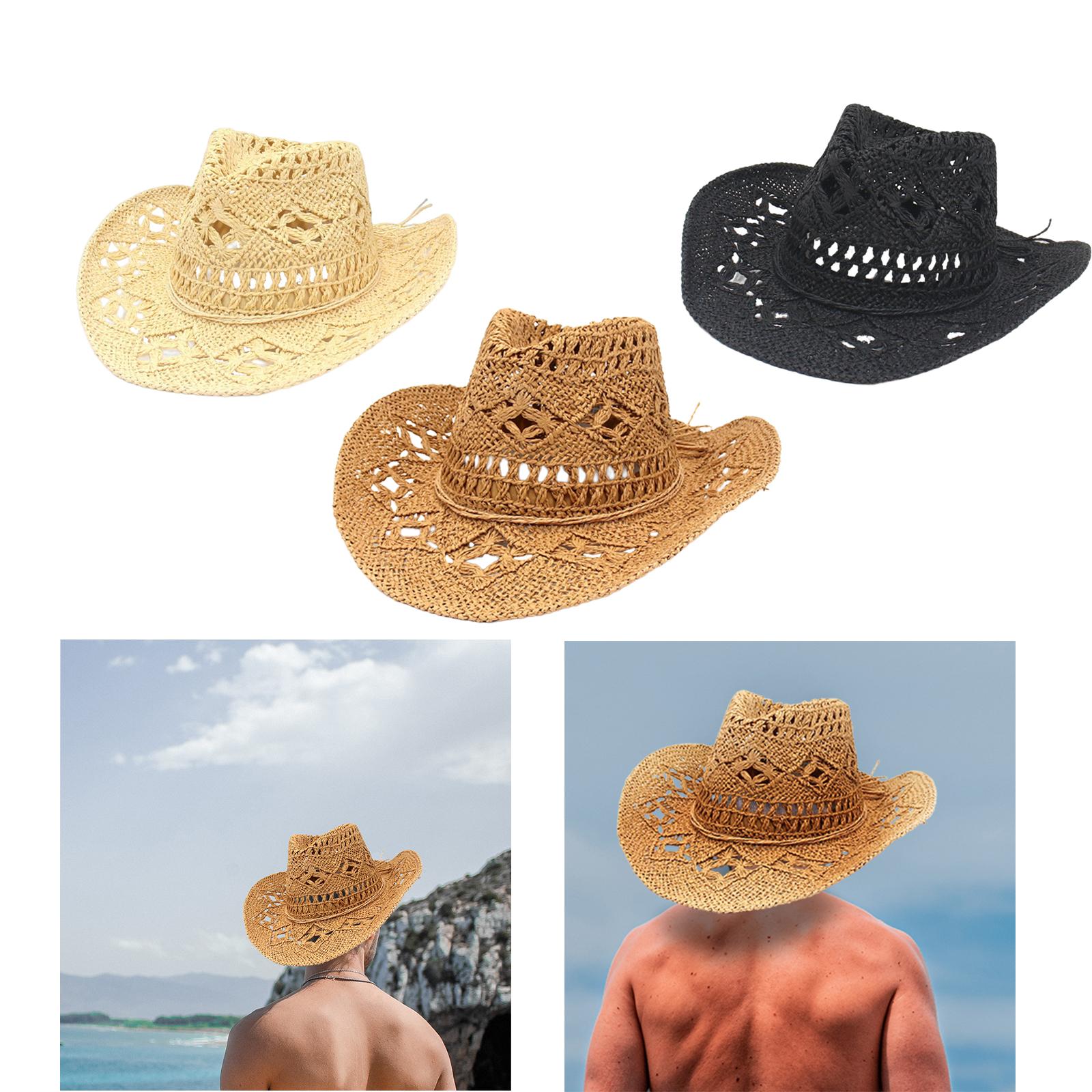 Fashion Summer Straw Western Cowboy Hat Hand Woven Breathable Sun Hat