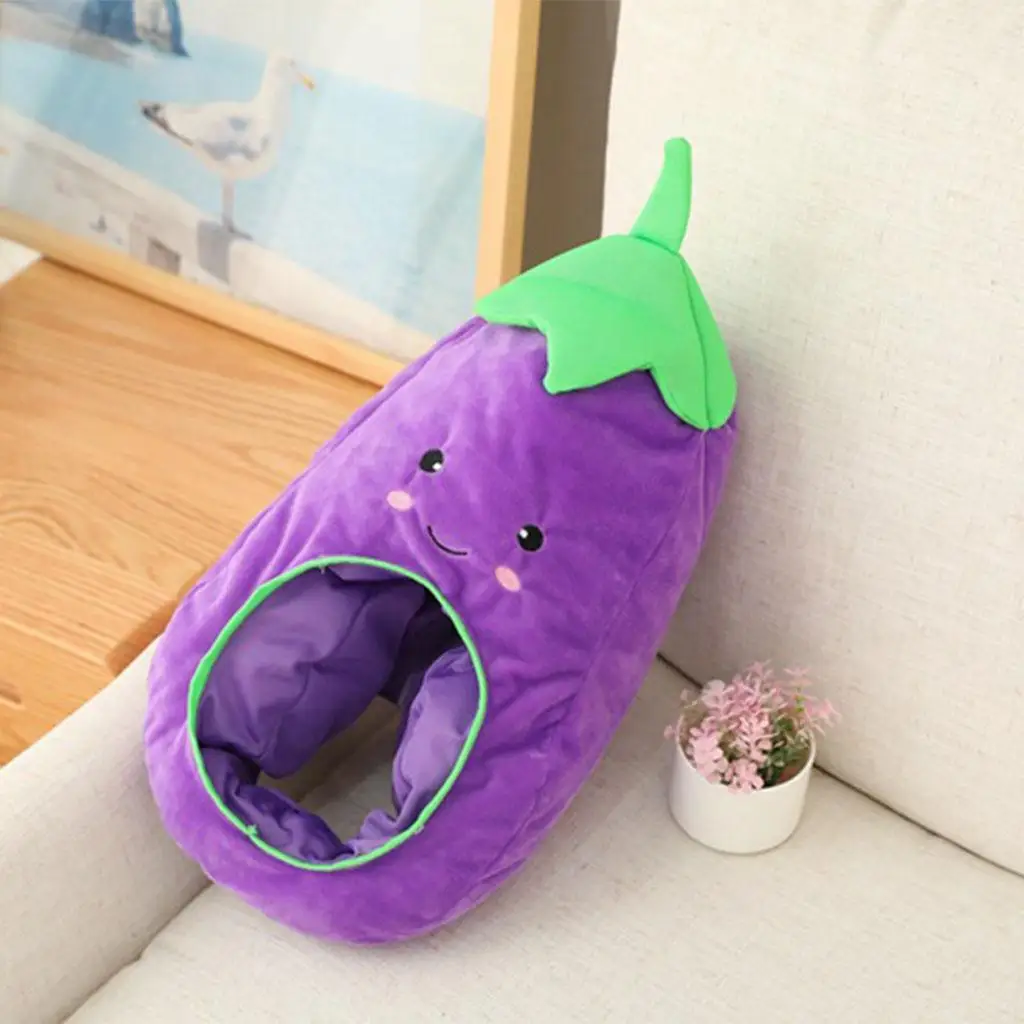 Cute Eggplant Party Hood Hat Plush Headgear Costume Headdress Selfie Head Dressing Hat Novelty Beanie Adult Kids